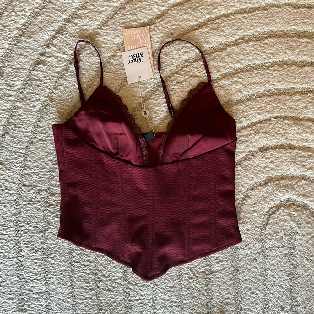Tiger Mist XS burgundy corset top with side zipper
